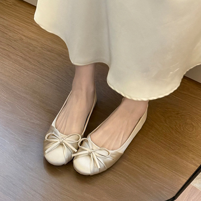 Women Shoes Heels - 2026 Neue Schleifenknoten-Satin-Ballerinas für Damen im