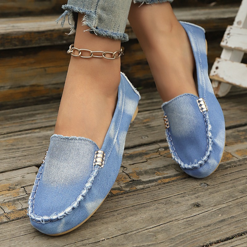 Modische Hellblaue Denim-Mokas – Loafer Flat Women Bewertung und Preis