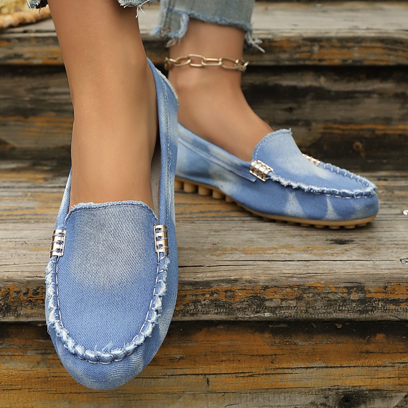 Modische Hellblaue Denim-Mokas – Loafer Flat Women Bewertung und Preis