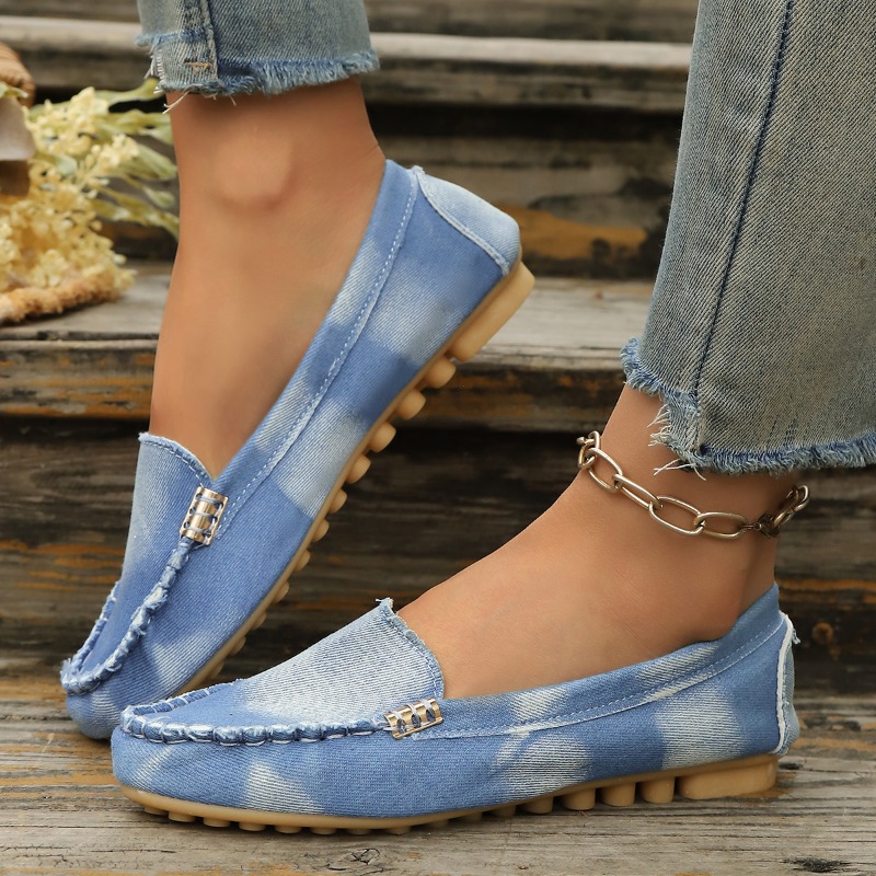 Modische Hellblaue Denim-Mokas – Loafer Flat Women Bewertung und Preis