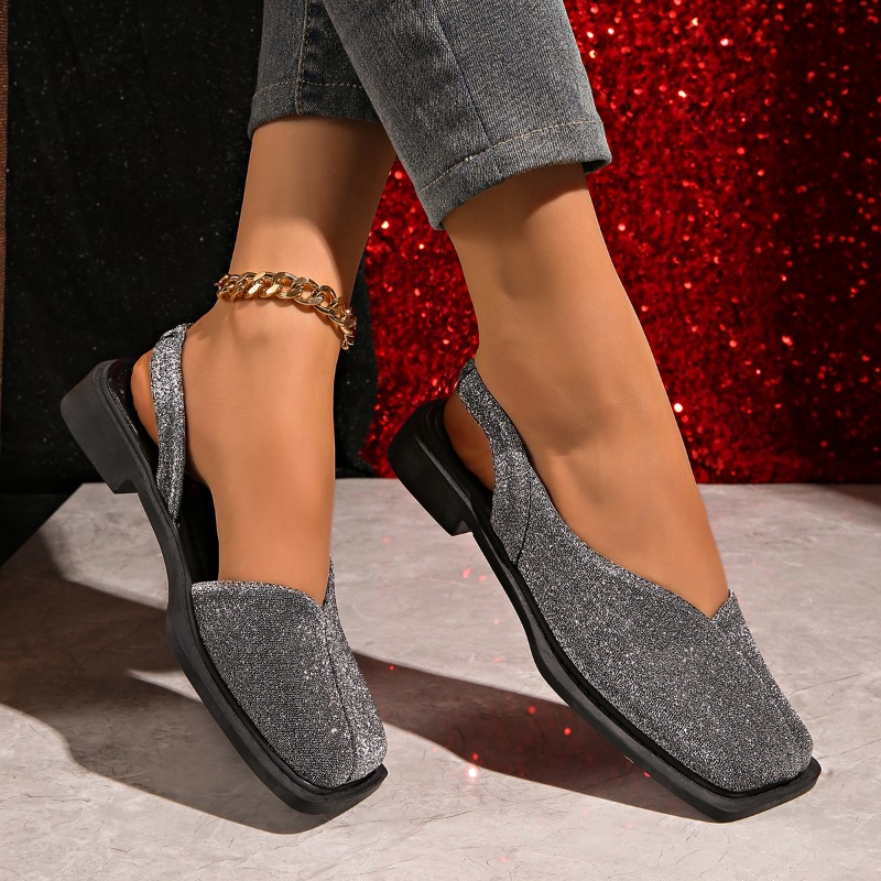 Elegante Glitzer-Slingback-Fla – Loafer Flat Women Bewertung und Preis